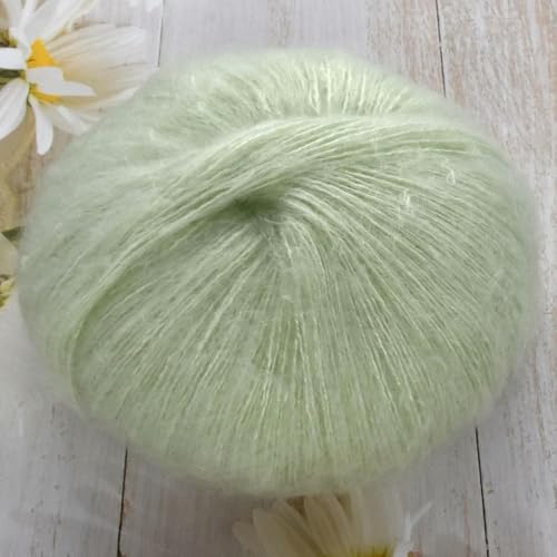 LOUKEKE 1 Stück 50 g Mohair-Seidenwolle, Garn 15% Wolle, 15% Mohair, 40% Acryl, 30% Nylon, weiches Häkelgarn, Handgestrickt, Schal, 330 m/361 yd von LOUKEKE