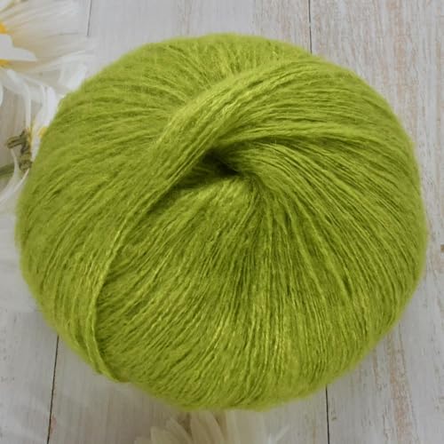 LOUKEKE 1 Stück 50 g Mohair-Seidenwolle, Garn 15% Wolle, 15% Mohair, 40% Acryl, 30% Nylon, weiches Häkelgarn, Handgestrickt, Schal, 330 m/361 yd von LOUKEKE