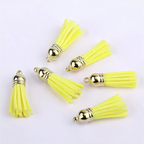 LOUKEKE 10/20 STK 38mm Mini Quasten Vintage Leder Wildleder Quaste für Schlüsselanhänger Band Schmuck Fiber Fringe Quaste DIY Schmuck Zubehör von LOUKEKE