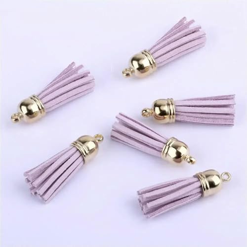 LOUKEKE 10/20 STK 38mm Mini Quasten Vintage Leder Wildleder Quaste für Schlüsselanhänger Band Schmuck Fiber Fringe Quaste DIY Schmuck Zubehör von LOUKEKE