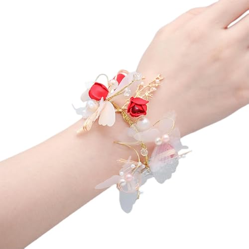 LOUKEKE 10 STÜCKE Hochzeit Handgelenk Corsage Armband Handgemachte Künstliche Braut Handgelenk Blume Armband Elegante Hochzeit Accessorie von LOUKEKE