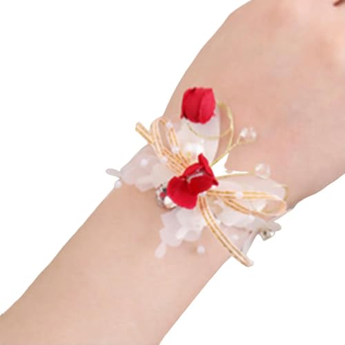 LOUKEKE 10 STÜCKE Hochzeit Handgelenk Corsage Armband Handgemachte Künstliche Braut Handgelenk Blume Armband Elegante Hochzeit Accessorie von LOUKEKE