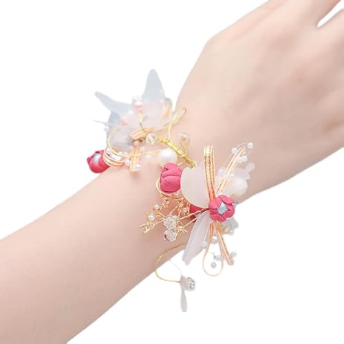 LOUKEKE 10 STÜCKE Hochzeit Handgelenk Corsage Armband Handgemachte Künstliche Braut Handgelenk Blume Armband Elegante Hochzeit Accessorie von LOUKEKE