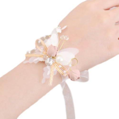 LOUKEKE 10 STÜCKE Hochzeit Handgelenk Corsage Armband Handgemachte Künstliche Braut Handgelenk Blume Armband Elegante Hochzeit Accessorie von LOUKEKE