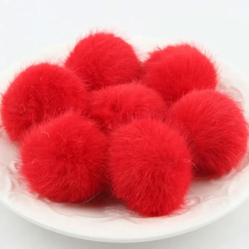 LOUKEKE 10 Stück 25 mm Kunstfell-Pompon, 2,5 cm, zum Selbermachen, Pompon-Zubehör, Flauschige Pompons für Schlüsselanhänger, als Schmuck, zum Selbermachen, Ohrring-Pompons von LOUKEKE