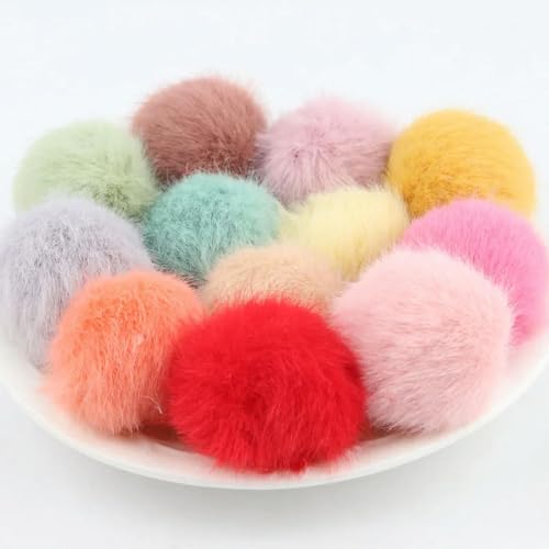 LOUKEKE 10 Stück 25 mm Kunstfell-Pompon, 2,5 cm, zum Selbermachen, Pompon-Zubehör, Flauschige Pompons für Schlüsselanhänger, als Schmuck, zum Selbermachen, Ohrring-Pompons von LOUKEKE