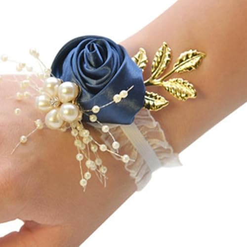 LOUKEKE 10 Stücke Hochzeit Brautjungfer Handgelenk Blumen Künstliche Perle Rose Armband Corsage Braut Hand Blumen Party Prom Decor von LOUKEKE