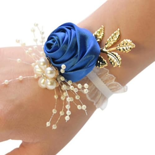 LOUKEKE 10 Stücke Hochzeit Brautjungfer Handgelenk Blumen Künstliche Perle Rose Armband Corsage Braut Hand Blumen Party Prom Decor von LOUKEKE