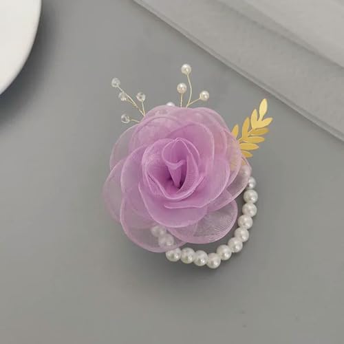 LOUKEKE 10 stücke Brautjungfer Handgelenk Blumen Perle Armband Hochzeit Prom Party Stoff Hand Blumen Armband Hochzeit Zubehör von LOUKEKE