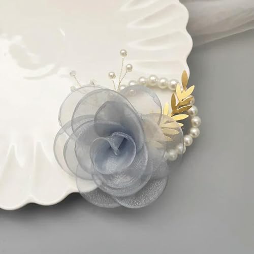 LOUKEKE 10 stücke Brautjungfer Handgelenk Blumen Perle Armband Hochzeit Prom Party Stoff Hand Blumen Armband Hochzeit Zubehör von LOUKEKE