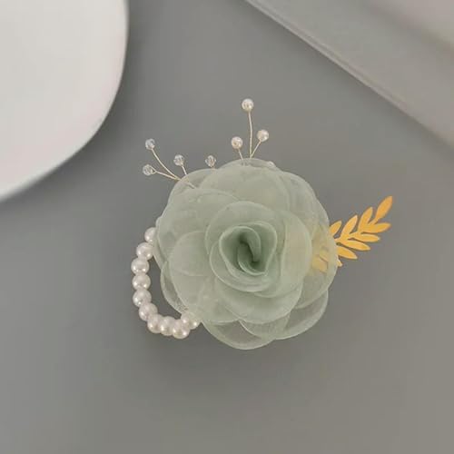 LOUKEKE 10 stücke Brautjungfer Handgelenk Blumen Perle Armband Hochzeit Prom Party Stoff Hand Blumen Armband Hochzeit Zubehör von LOUKEKE