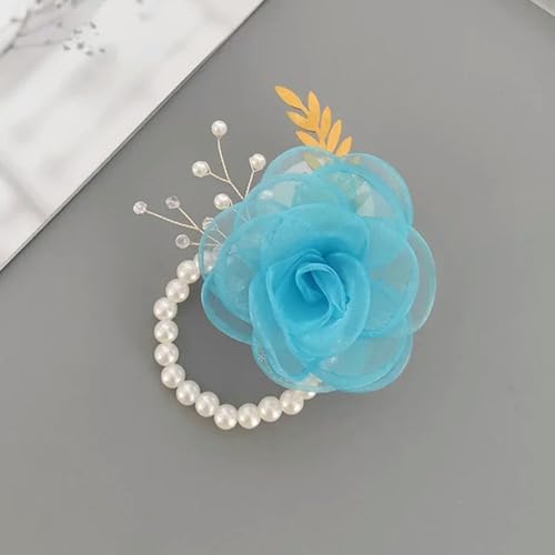 LOUKEKE 10 stücke Brautjungfer Handgelenk Blumen Perle Armband Hochzeit Prom Party Stoff Hand Blumen Armband Hochzeit Zubehör von LOUKEKE