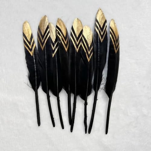 LOUKEKE 100 stücke Gans Federn Schwarz Weiß Gold Plume Handwerk DIY Plumas Schmuck Hüte Dekoration Zubehör von LOUKEKE