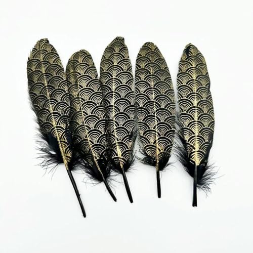 LOUKEKE 100 stücke Gans Federn Schwarz Weiß Gold Plume Handwerk DIY Plumas Schmuck Hüte Dekoration Zubehör von LOUKEKE