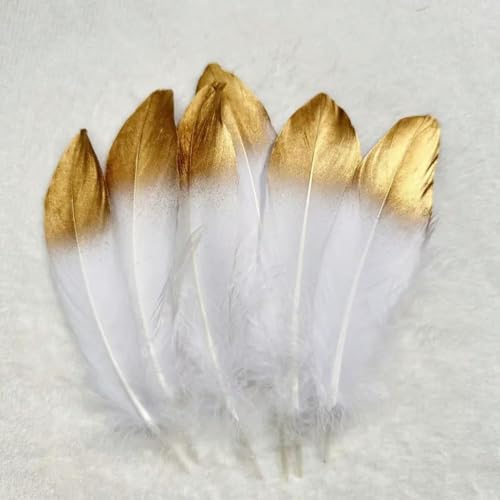 LOUKEKE 100 stücke Gans Federn Schwarz Weiß Gold Plume Handwerk DIY Plumas Schmuck Hüte Dekoration Zubehör von LOUKEKE