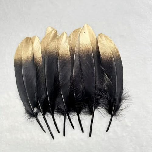 LOUKEKE 100 stücke Gans Federn Schwarz Weiß Gold Plume Handwerk DIY Plumas Schmuck Hüte Dekoration Zubehör von LOUKEKE