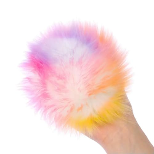 LOUKEKE 2 STÜCKE 15 cm Kunstfell Pompom Haarball Gefälschte Haarball Pom für Frauen Skullie Beanies Cap DIY Strickmütze Zubehör von LOUKEKE