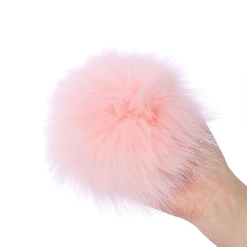 LOUKEKE 2 STÜCKE 15 cm Kunstfell Pompom Haarball Gefälschte Haarball Pom für Frauen Skullie Beanies Cap DIY Strickmütze Zubehör von LOUKEKE