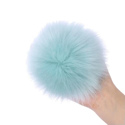 LOUKEKE 2 STÜCKE 15 cm Kunstfell Pompom Haarball Gefälschte Haarball Pom für Frauen Skullie Beanies Cap DIY Strickmütze Zubehör von LOUKEKE