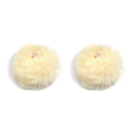 LOUKEKE 2 Teile/los 6cm Pelz Bedeckt Ball Perlen Bunte Charme Pompom Perlen Für DIY Handwerk Materialien Ornament Herstellung Liefert von LOUKEKE