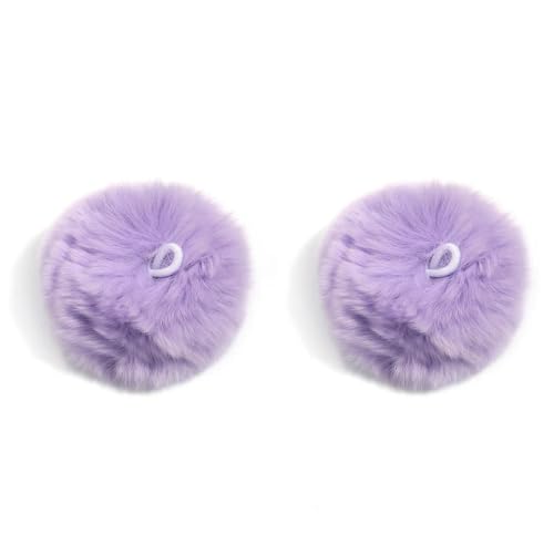 LOUKEKE 2 Teile/los 6cm Pelz Bedeckt Ball Perlen Bunte Charme Pompom Perlen Für DIY Handwerk Materialien Ornament Herstellung Liefert von LOUKEKE