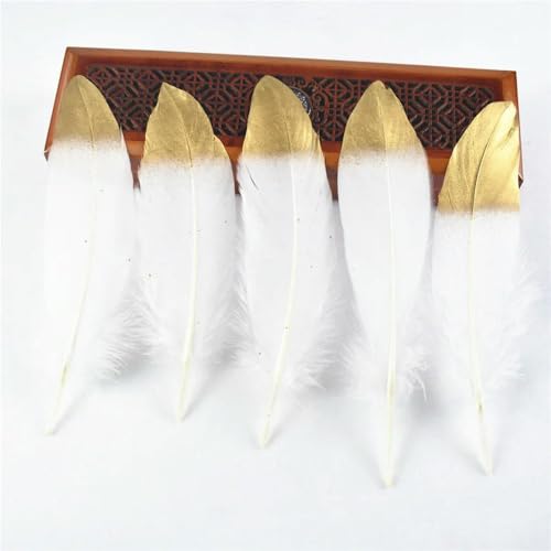 LOUKEKE 20 Teile/los Getaucht Gold/Silber weiße gänsefedern 15-20 cm DIY Plumes für Handwerk Dekoration von LOUKEKE