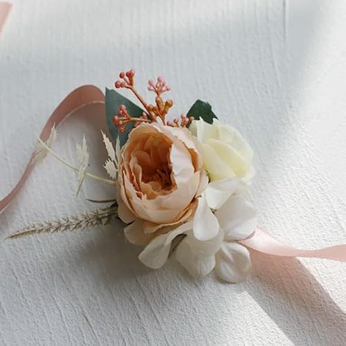 LOUKEKE 30 stücke Handgelenk Corsage Brautjungfer Schwestern Handgemachte Hand Blume Künstliche Seide Rose Band Armband Hochzeit Tanzen Party Decor von LOUKEKE