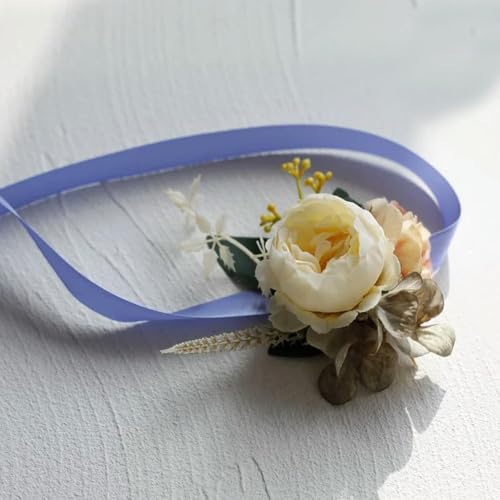 LOUKEKE 30 stücke Handgelenk Corsage Brautjungfer Schwestern Handgemachte Hand Blume Künstliche Seide Rose Band Armband Hochzeit Tanzen Party Decor von LOUKEKE