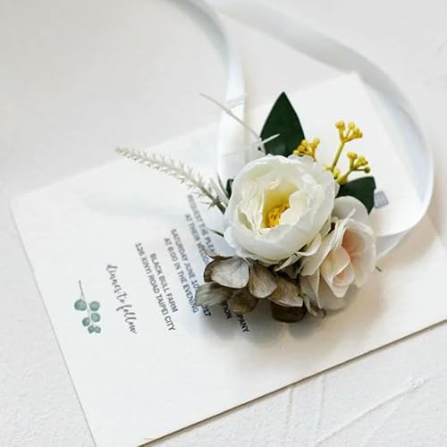 LOUKEKE 30 stücke Handgelenk Corsage Brautjungfer Schwestern Handgemachte Hand Blume Künstliche Seide Rose Band Armband Hochzeit Tanzen Party Decor von LOUKEKE