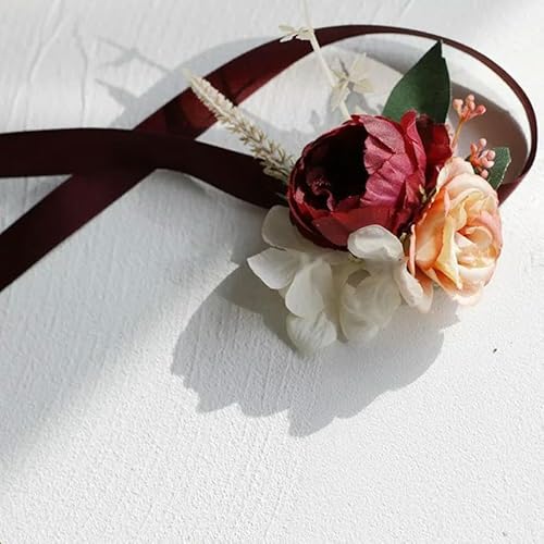 LOUKEKE 30 stücke Handgelenk Corsage Brautjungfer Schwestern Handgemachte Hand Blume Künstliche Seide Rose Band Armband Hochzeit Tanzen Party Decor von LOUKEKE