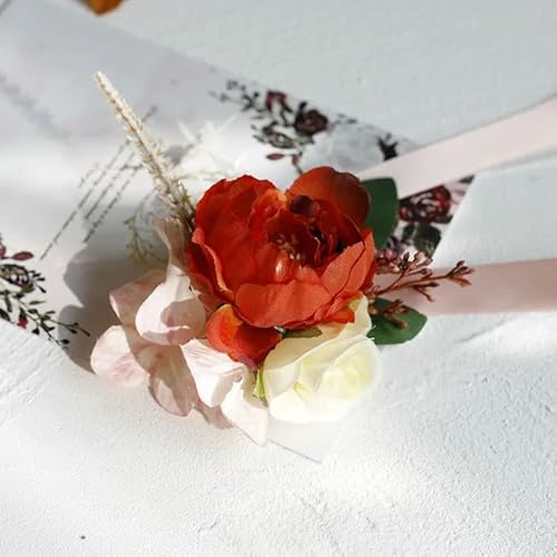 LOUKEKE 30 stücke Handgelenk Corsage Brautjungfer Schwestern Handgemachte Hand Blume Künstliche Seide Rose Band Armband Hochzeit Tanzen Party Decor von LOUKEKE