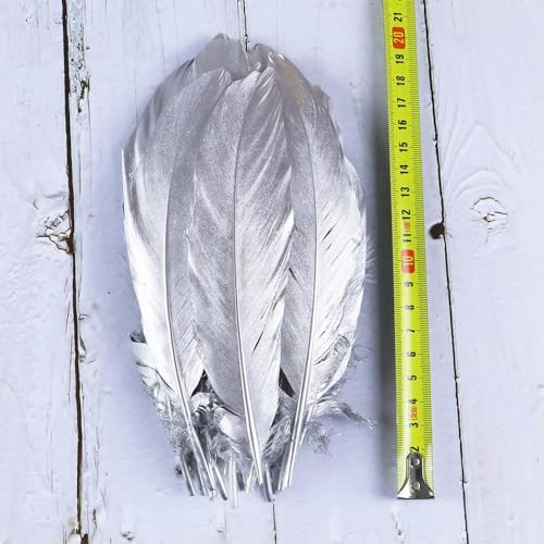 LOUKEKE 30 stücke Schöne Silber Gans Truthahn Huhn Federn Dekoration DIY Party Decorativas Plume Handwerk von LOUKEKE