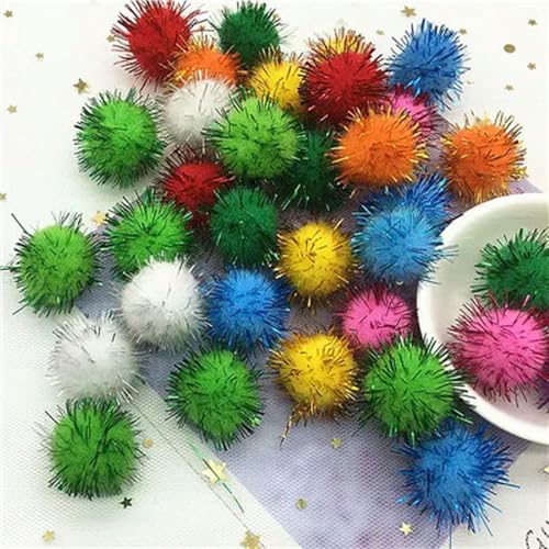 LOUKEKE 500 Teile/los Pailletten Pompom Ball Fellknäuel Plüsch Mischfarbe Kreative Handarbeit Material Glitter Schaum Ball DIY Bastelbedarf von LOUKEKE