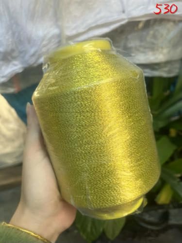 LOUKEKE 500 g goldenes Seidenstickgarn, Nähgarn im Sommerstil, Garn zum Stricken, Wollgarn für Häkelmaschinenstrickgarn von LOUKEKE