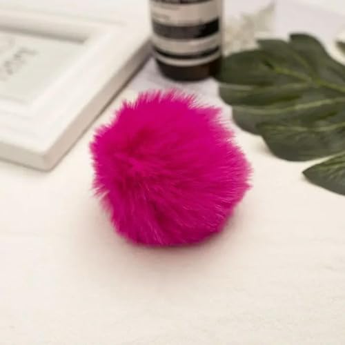 LOUKEKE 8 cm Pompom-Ball mit Gummiband, Kunstfell-Pompons-Ball, DIY, handgefertigt, Schlüsselanhänger, Kleidung, Hut, Zubehör, Bastelbedarf von LOUKEKE