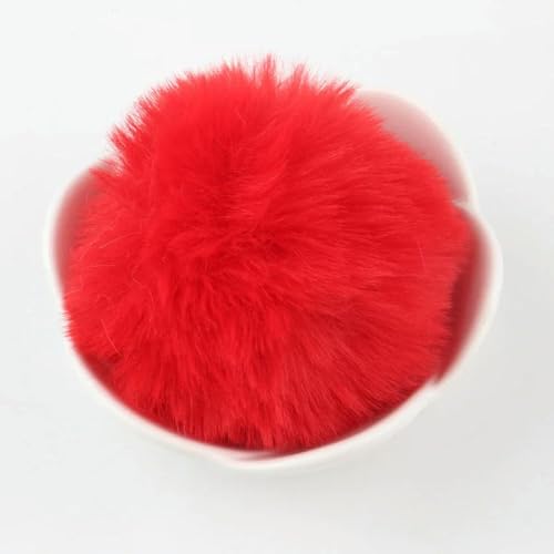 LOUKEKE 8 cm Pompom-Ball mit Gummiband, Kunstfell-Pompons-Ball, DIY, handgefertigt, Schlüsselanhänger, Kleidung, Hut, Zubehör, Bastelbedarf von LOUKEKE