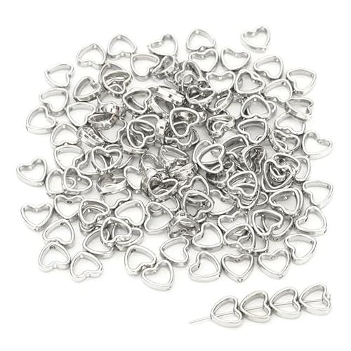 50 Stück Zwei-Loch-CCB-Herz-Blumen-Oval-Kreis-Rahmen-Perlen-Abstandshalter-Verbindungsstücke für DIY-Armband-Ohrring-Anhänger-Schmuckherstellung-12x11mm von LOVEAASAN