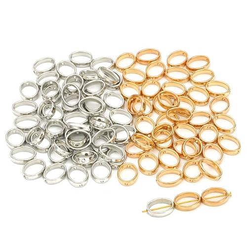 50 Stück Zwei-Loch-CCB-Herz-Blumen-Oval-Kreis-Rahmen-Perlen-Abstandshalter-Verbindungsstücke für DIY-Armband-Ohrring-Anhänger-Schmuckherstellung-15x12mm von LOVEAASAN