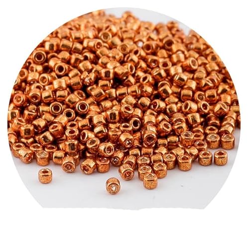 600 Stück 2 mm Miyuki Delica Perlen Japan Bronze Glasperlen Böhmen Stil Metallic Seedbeads für DIY Schmuckherstellung Armband Ohrring-DD421 Orange, 2 mm 600 Stück von LOVEAASAN