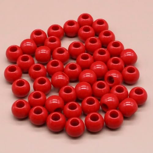 8/10 mm rotes großes Loch, runde Kugel, Zwischenperlen für die Schmuckherstellung, DIY-Schmuckzubehör, rot, 10 mm, 30 Stück von LOVEAASAN