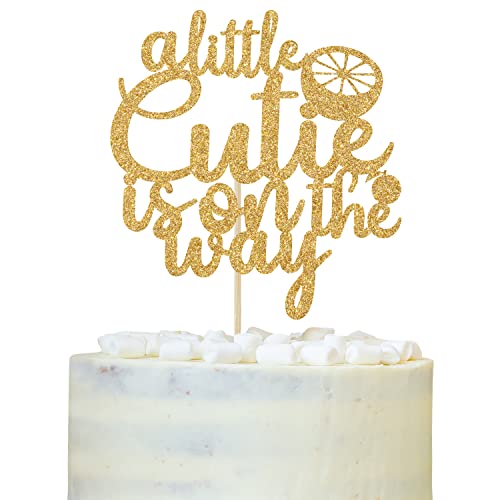 A Little Cutie is on the Way Cake Topper, Oh Baby Cake Decor, Baby Shower, für Gender Reveal Party Dekorationen Gold Glitter von LOVELY BITON