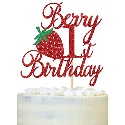 Berry 1st Birthday Cake Topper Sweet One Miss Onderful Cake Decor, Glitzer Strawberry Thema Happy 1st Birthday Party Dekorationen für Baby Mädchen von LOVELY BITON