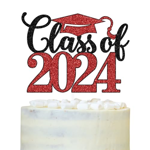 Class of 2023 Cake Topper, Congrats Grade 2023, Congratulations, Glitzer Middle High School College Happy Graduation Party Dekorationen (schwarz, rot) von LOVELY BITON