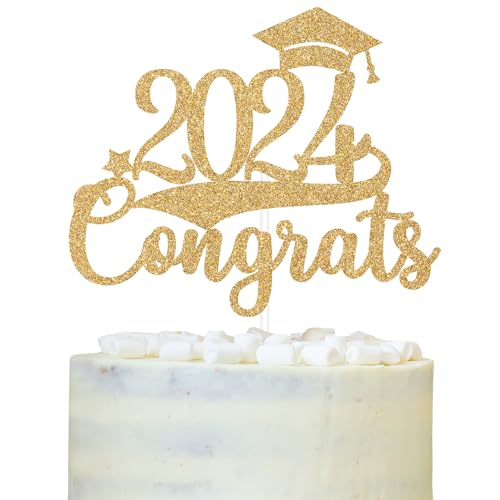 Congrats 2023 Cake Topper, Congratualtions, Class of 2023 Grad Cake Decorations, Happy Graduation Party Dekorationen Gold Glitter von LOVELY BITON