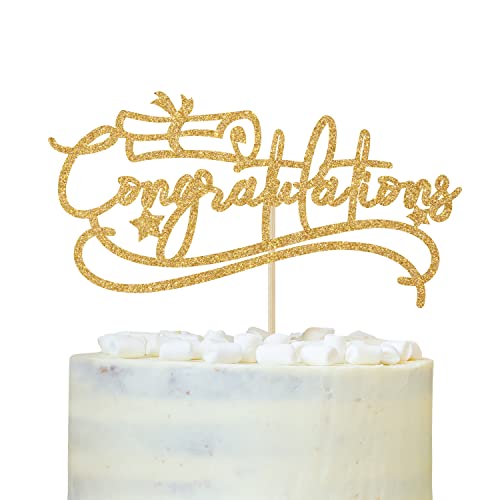 Congratualtions Cake Topper, Klasse 2023 Grad Kuchendekorationen, Happy Graduation Party Dekorationen Gold Glitter von LOVELY BITON