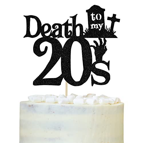 Death to My 20s Cake Topper, Death to My Youth Cake Decor, Rip Twenties, Lustige 30th Birthday Party Dekorationen für Männer Frauen Schwarz Glitzer von LOVELY BITON