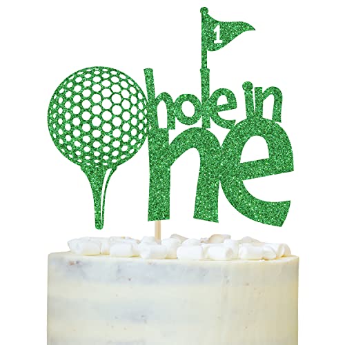 Hole in One Cake Topper, Golf Fans Jungen Mädchen 1. Geburtstag Kuchen Dekor, Lustige Happy 1st Birthday Party Dekorationen Grün Glitzer von LOVELY BITON