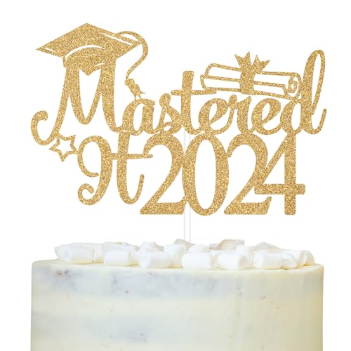 Mastered It 2023 Cake Topper, Happy Master Degree Kuchendekorationen, Congrats Master, Class of 2023 Abschlussfeier Dekorationen Gold Glitter von LOVELY BITON