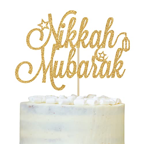 Nikkah Mubarak Tortenaufsatz, Eid Mubarak, Urdu Nikkah, Glitzer Desi Hochzeit/Verlobung/Dulhan/Shaadi Party Dekorationen von LOVELY BITON