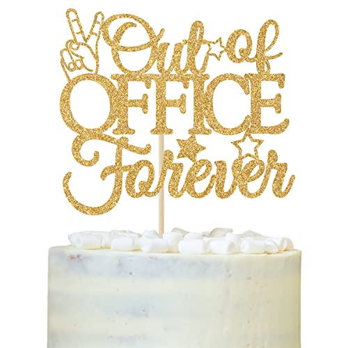 Out of Office Forever Cake Topper, Ruhestand Dekorationen, I'm Retired Cake Decor, Funny Happy Retiement Party Decorations Gold Glitter von LOVELY BITON